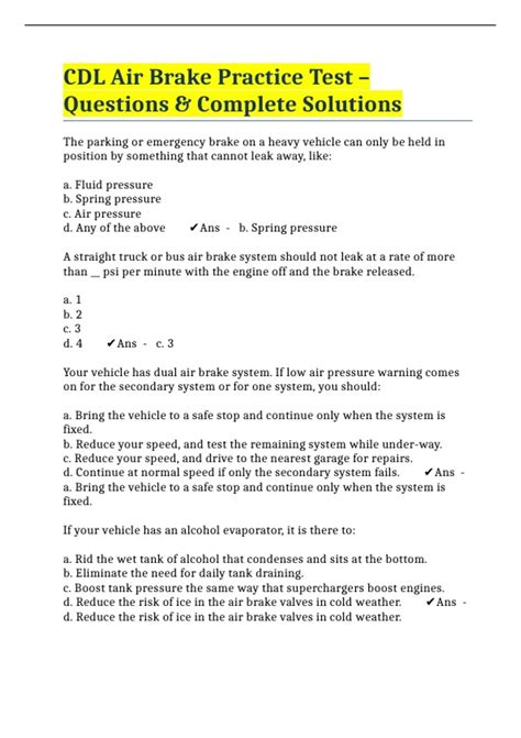 air brake testing requirements